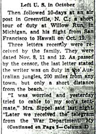Newspaper clipping continued: Left U.S. in October
