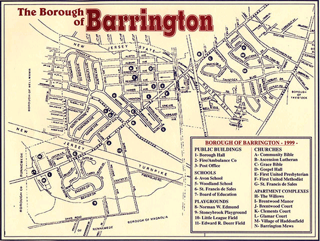 Map of Barrington, N.J.