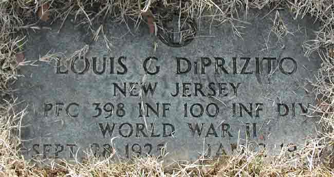 Gravestone of Louis G. Di Prizito at Calvary Cemetery, Cherry Hill NJ