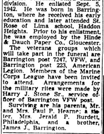 Camden Courier-Post obituary for Paul V. Hearne, April 1948 continued