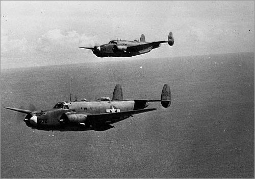 Lockheed PV-1 Ventura light bombers on mission to Borneo