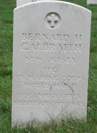 Blackwood NJ World War II War Memorial marker for Bernard H. Galbraith