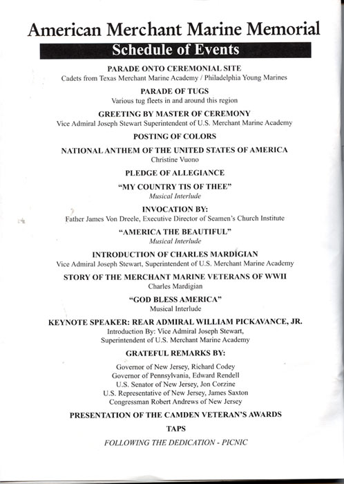 Dedication ceremony for the American Merchant Marine Memorial, Camden, June 11, 2005