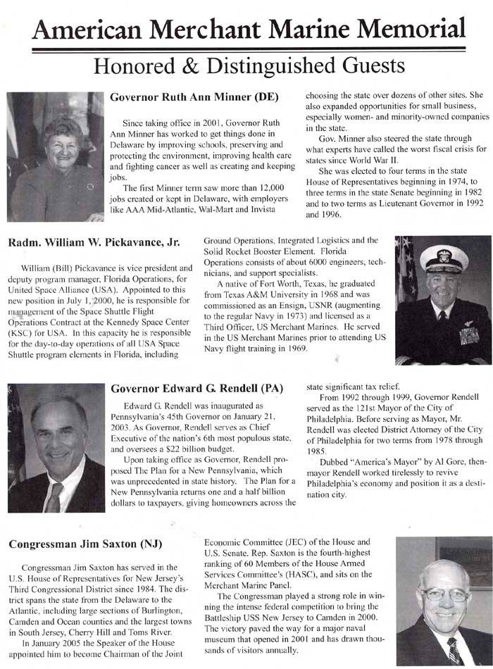 Dedication ceremony, American Merchant Marine Memorial, Camden, June 11, 2005