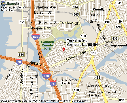 Map of Yorkship Square area, Fairview section of Camden NJ