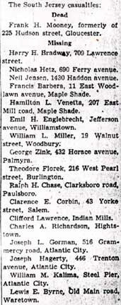 South Jersey casualties list