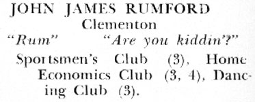 John J. Rumford yearbook entry, Lower Camden County Regional High School 1942