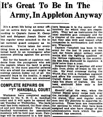 It's Great to Be in the Army, in Appleton Anyway, Appleton Post-Crescent March 13 1928