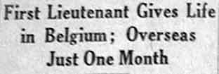 First Lieutenant Gives Life in Belgium; Overseas Just One Month — Camden Courier-Post