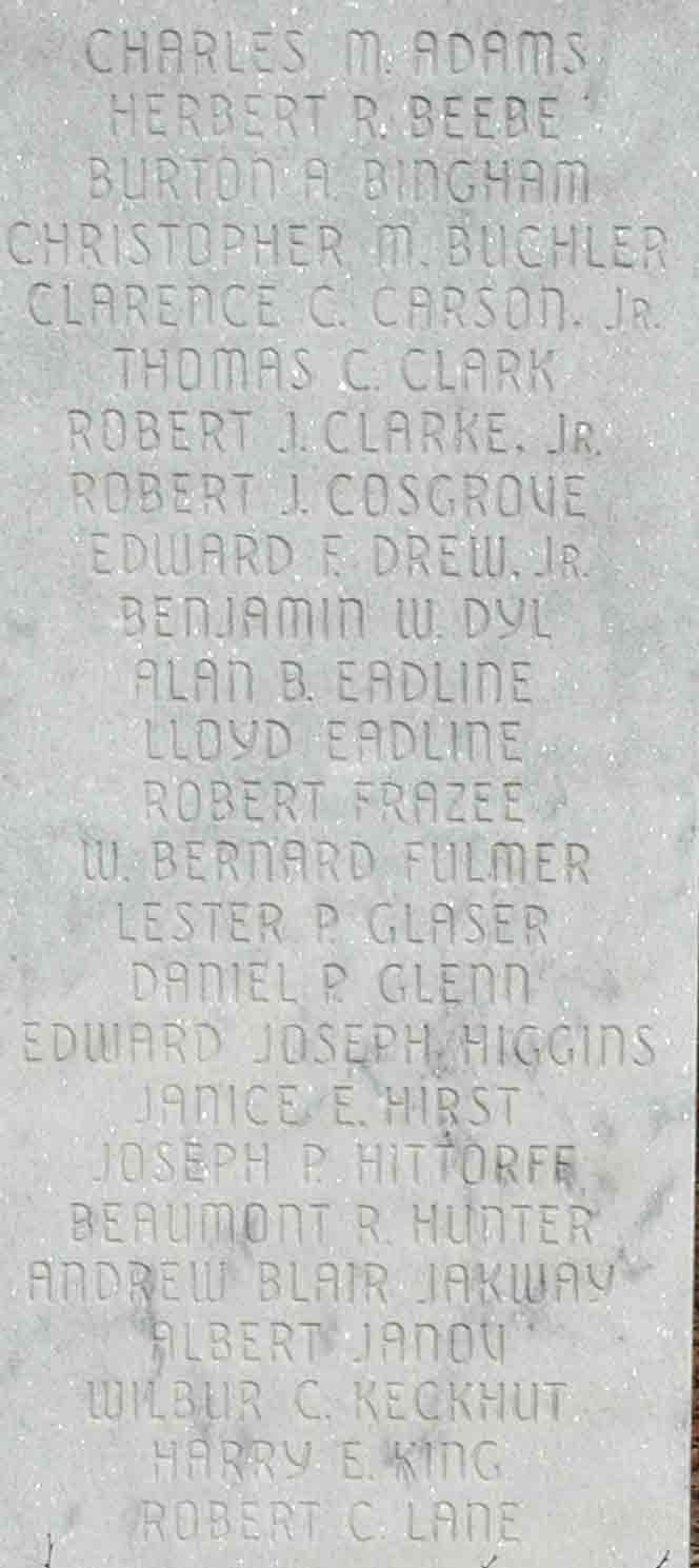 Collingswood WWII War Memorial roster, left panel