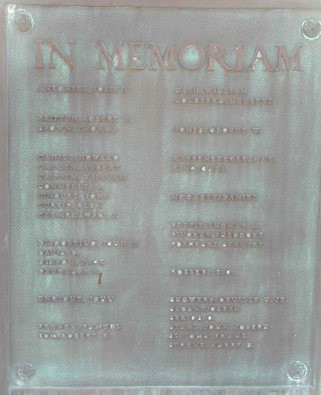 Cherry Hill WWII War Memorial roster