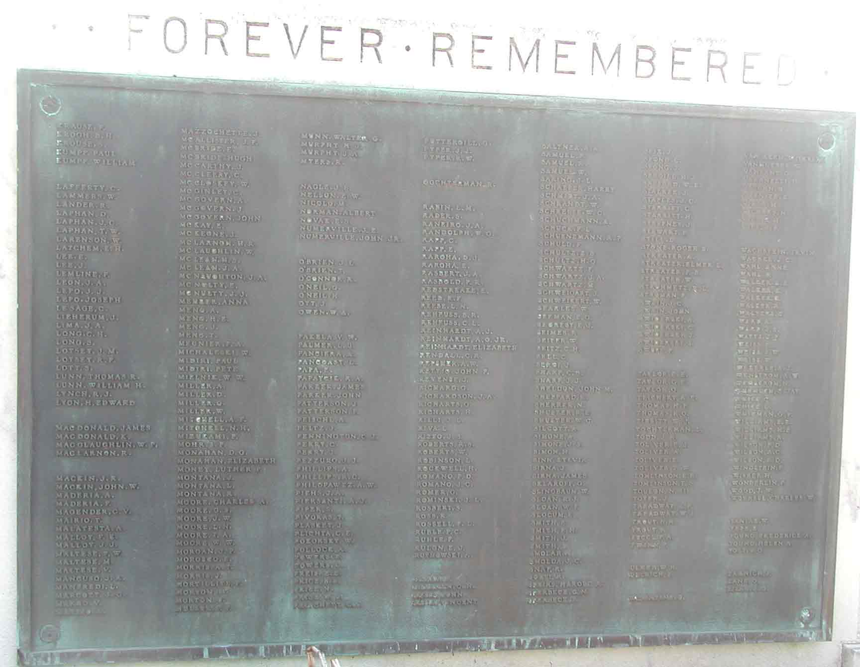 Cherry Hill WWII War Memorial roster