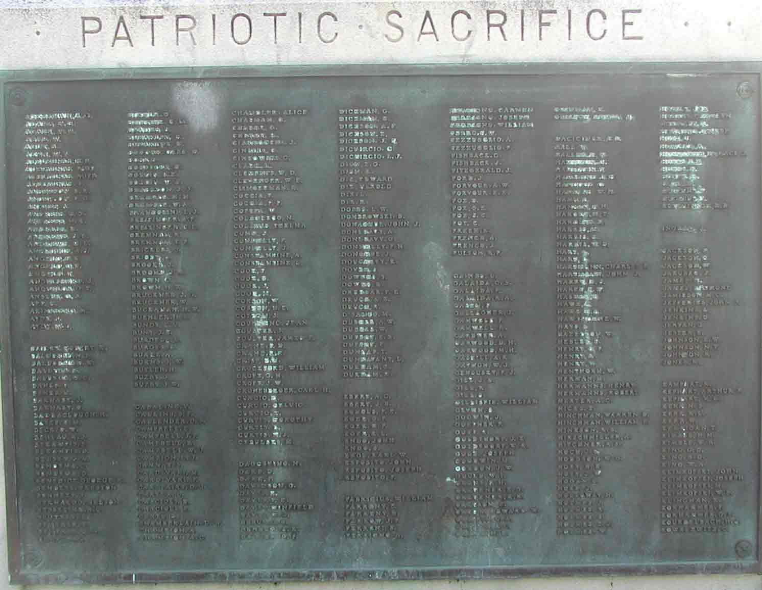 Cherry Hill WWII War Memorial roster
