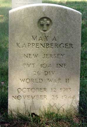 Delaware Township Cherry Hill NJ World War II memorial listing Max Kappenberger