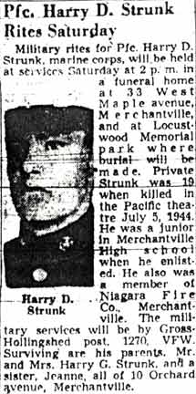 Pfc. Harry D. Strunk Rites Saturday, Camden Courier-Post obituary