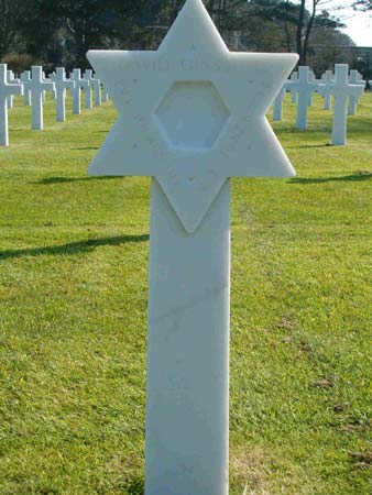Gravestone of Private David Ginsburg at Normandy American Cemetery, France