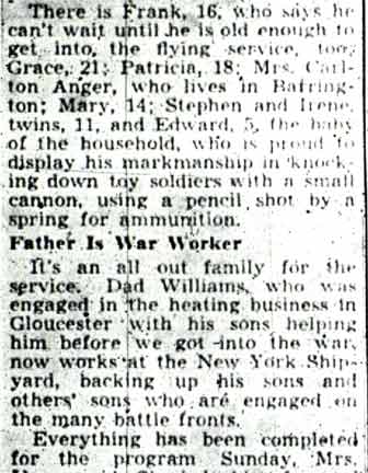 Newspaper clipping: Family of 14 — text continued