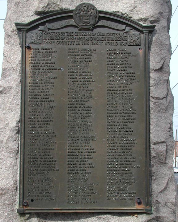 Gloucester City WWI Memorial panel