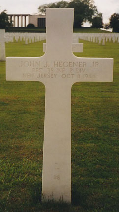 American Battle Monuments Commission profile card for Private First Class John J. Hegener Jr.