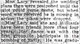 Newspaper clipping: Gloucester Flier Missing — text continued