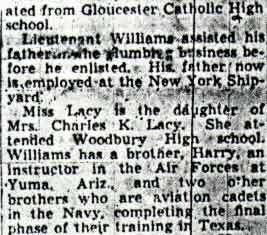 Newspaper clipping: Gloucester Flier Missing — text continued