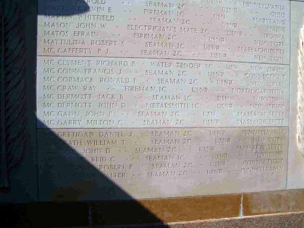 Tablets of the Missing at Normandy American Cemetery listing Jack B. McDermott
