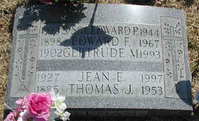 Gravestone of Staff Sergeant Edward P. Keenan, New St. Mary's Cemetery, Bellmawr, New Jersey