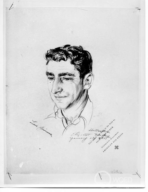 Charcoal portrait of James W. Wilkie by Elizabeth Black, American Red Cross, Holland, 1945