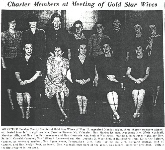 Charter Members at Meeting of Gold Star Wives, Camden Courier-Post, November 27, 1947