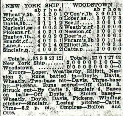 Box score: New York Ship vs. Woodstown, August 17, 1936