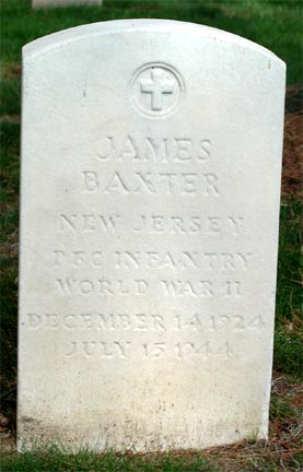 Grave marker of Private First Class James L. Baxter