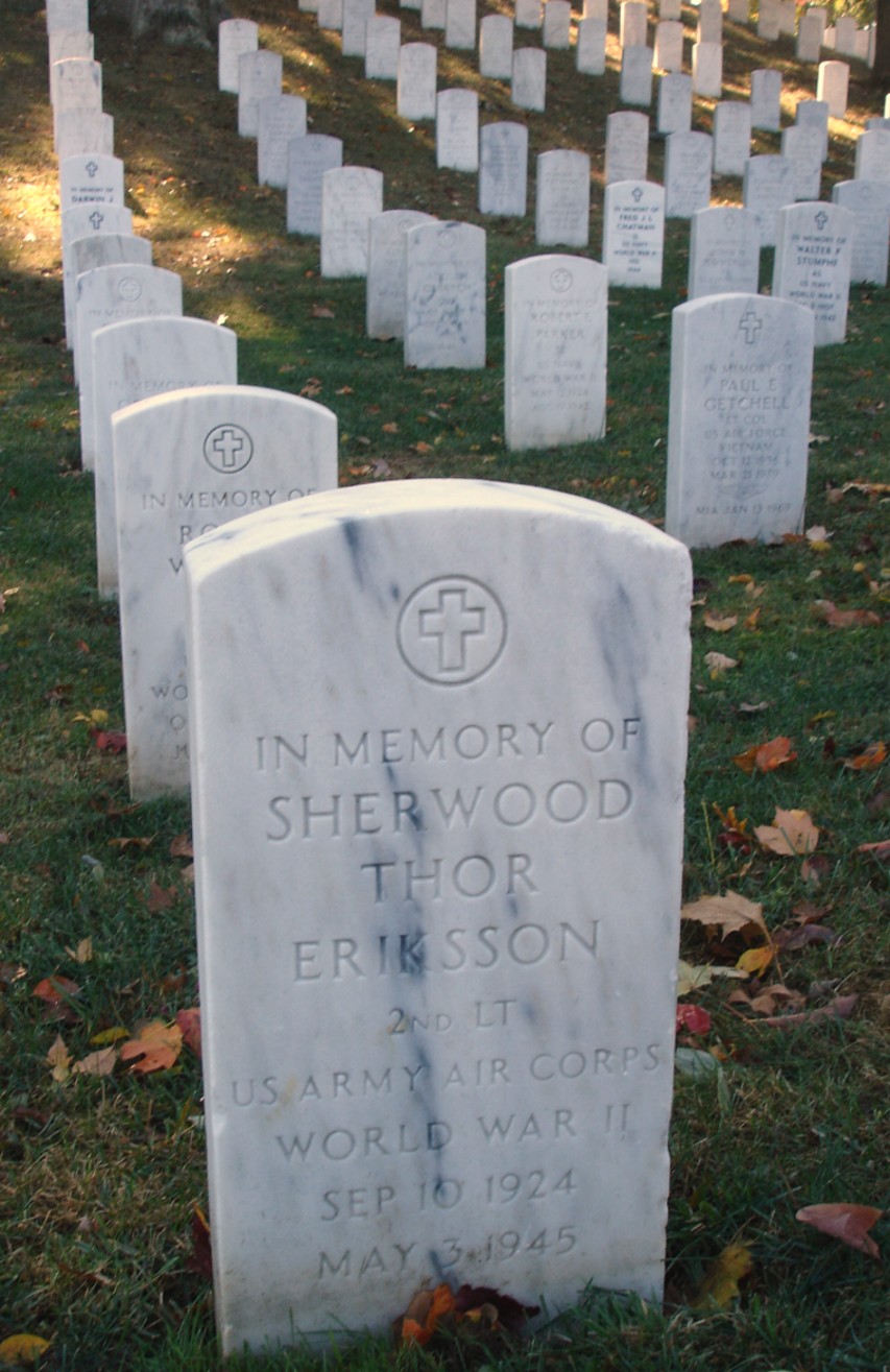 Memorial plaque for Sherwood T. Eriksson at Arlington National Cemetery