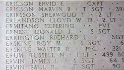 Memorial to Sherwood T. Eriksson at Manila American Cemetery