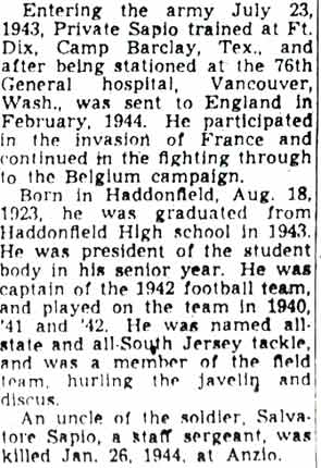 Newspaper clipping continued: C. R. Sapio Rites Set for Monday