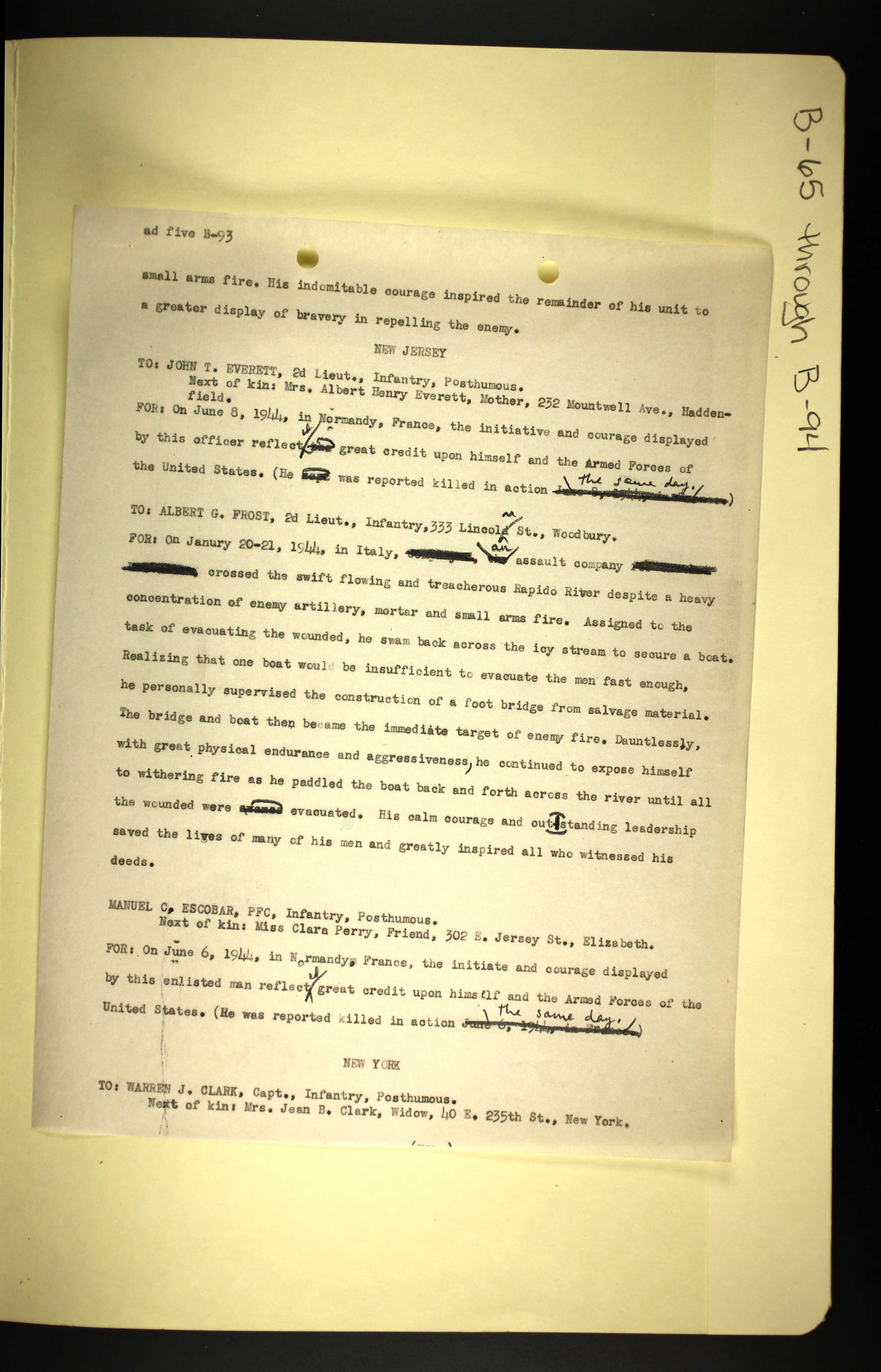 U.S. Army press release regarding John T. Everett's Silver Star