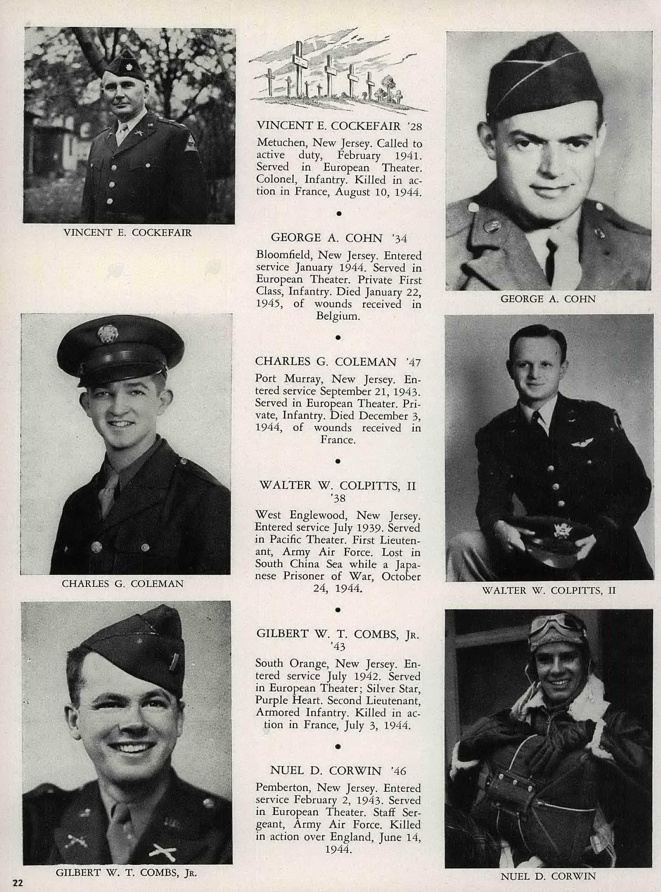 Nuel D. Corwin entry in Rutgers University 1947 memorial book