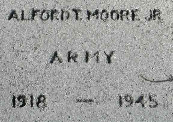 Marker dedicated to Alford T. Moore Jr. at the Haddon Heights, New Jersey War Memorial