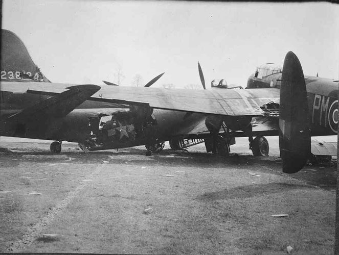 The Passionate Witch completely wrecked after being struck by a British Lancaster bomber