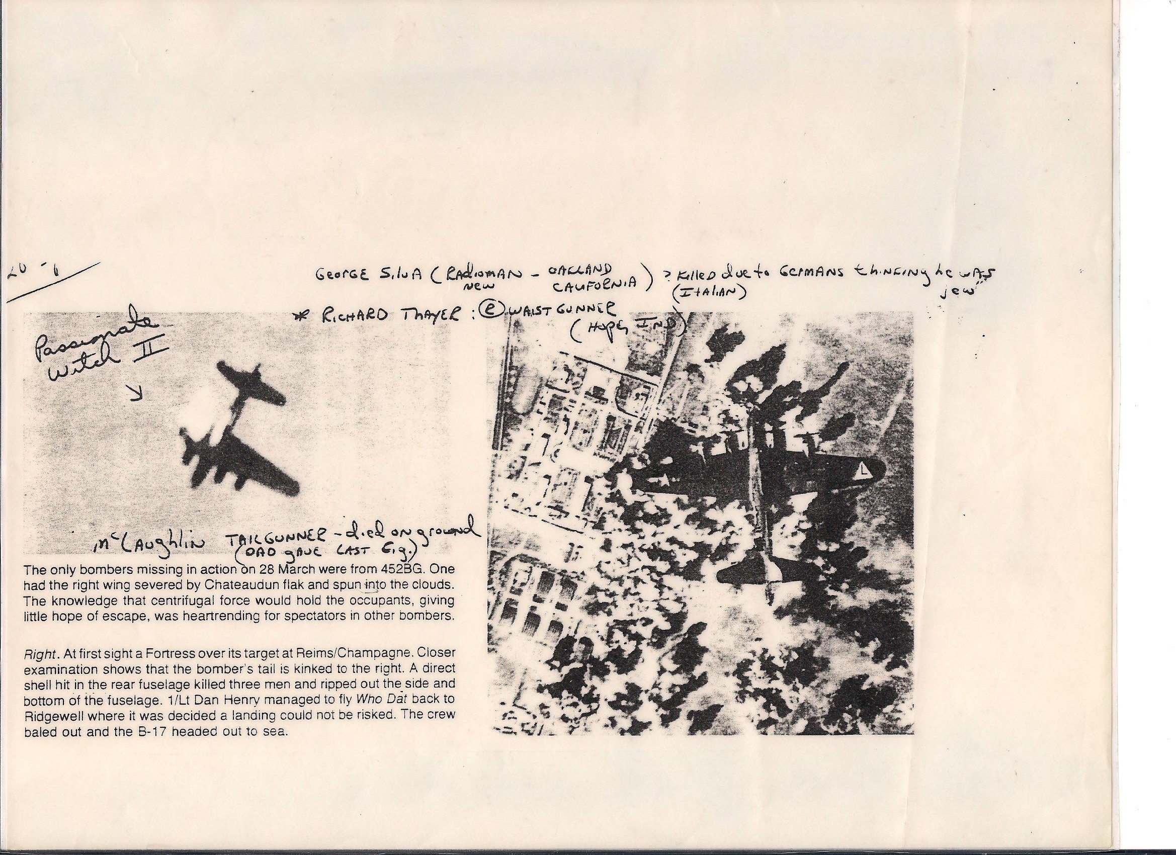 Passionate Witch II being shot down near Chateaudun, France — March 28, 1944