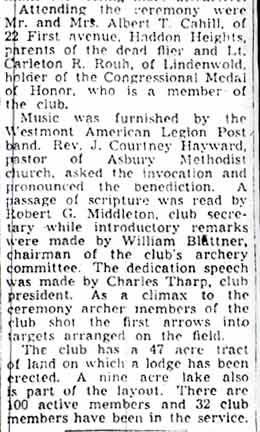 Continuation of archery field dedication article, Camden Courier-Post, October 22, 1945