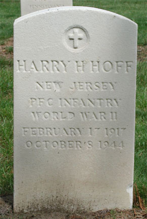 Grave of Harry H. Hoff at Beverly National Cemetery, Beverly, New Jersey