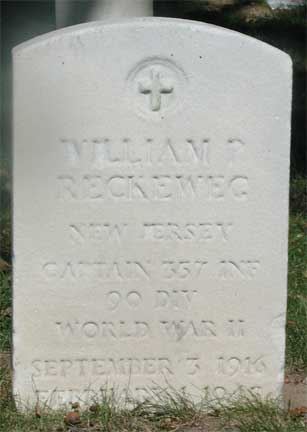 Gravestone of Captain William P. Reckeweg at Beverly National Cemetery