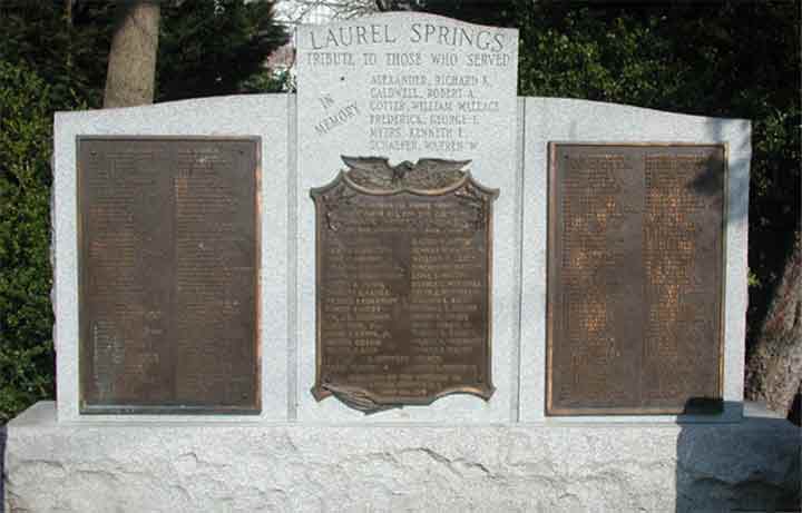 Laurel Springs, N.J. War Memorial — tribute panel
