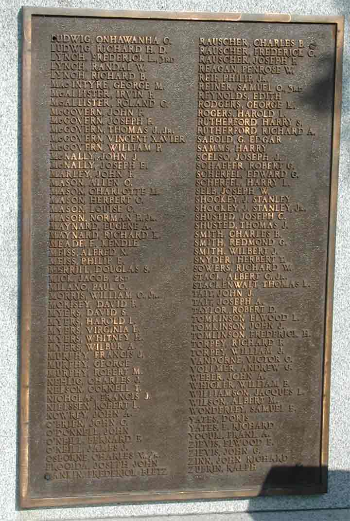 Laurel Springs War Memorial — World War II panel