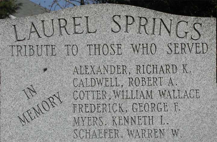 Laurel Springs War Memorial — World War I panel