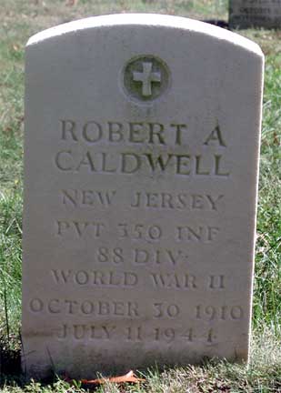 Grave marker for Private Robert A. Caldwell