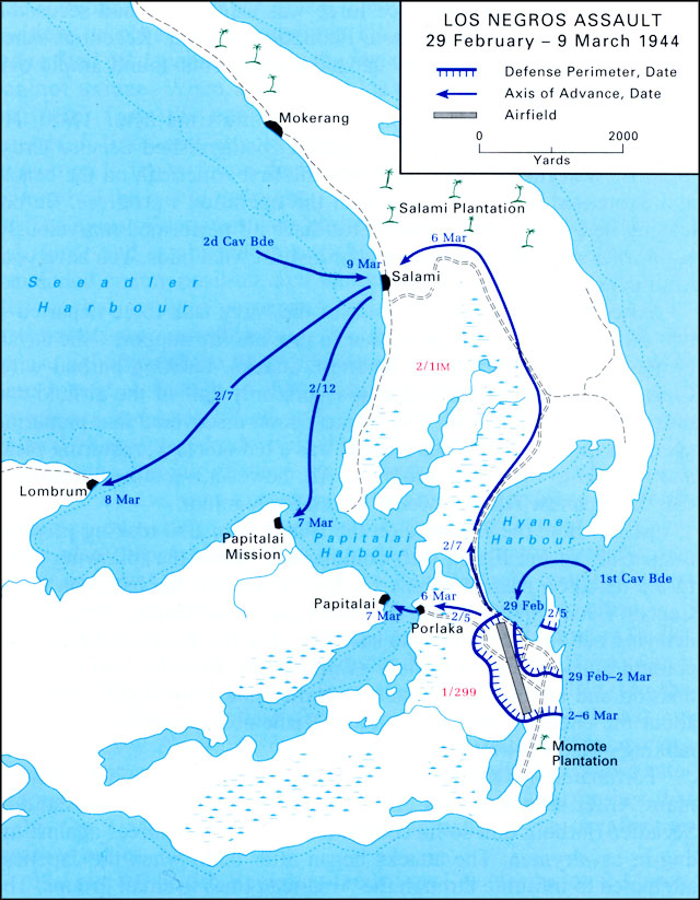Map of the Los Negros Assault, February 29 to March 9, 1944