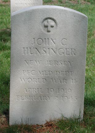 Gravestone of John C. Hunsinger, Beverly National Cemetery, Beverly, NJ