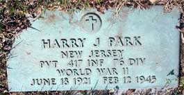 Gravestone of Harry J. Park, Locustwood Cemetery, Cherry Hill, NJ
