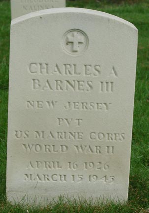 Gravestone of Charles A. Barnes III, Beverly National Cemetery, Beverly, NJ